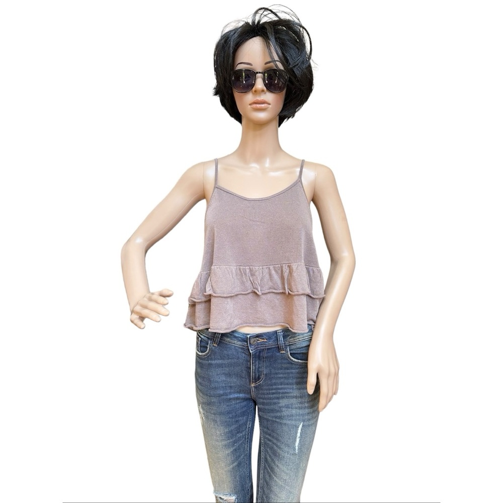 Zara Knit Ruffle Hem Cropped Camisole, NWOT, S